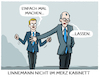 Cartoon: Ministerpostengeschacher (small) by markus-grolik tagged merz,linnemann,kabinett,bundesregierung,deutschland,cdu,minister,generalsekretaer,union,macht,geschacher,posten