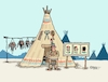 Cartoon: Haarmoden (small) by RABE tagged indianer,winnetou,karl,may,rabe,ralf,böhme,cartoon,karikatur,pressezeichnung,farbcartoon,tagescartoon,skalp,kopfhaut,frisör,barber,western,cowboy
