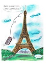 Cartoon: In Paris (small) by TomPauLeser tagged eiffelturm,paris,handy,smartphone,flugmodus,ausgeschaltet,fal,fallen