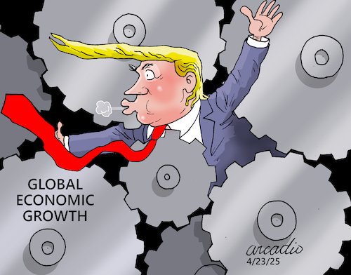 Cartoon: TRUMP AND THE GLOBAL ECONOMIC MA (medium) by Cartoonarcadio tagged trump,economy,finances,wall,street