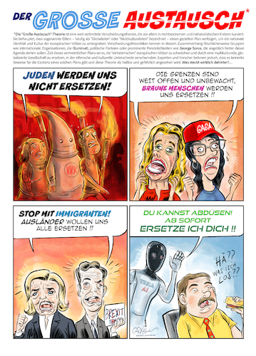 Cartoon: Der Grosse Austausch (medium) by ian david marsden tagged großeraustausch,satire,karikatur,verschwörung,populismus,tesla,elonmusk,dogecoin,migration,xenophobie,panikmache,fakenews,künstlicheintelligenz,ersatzangst,memekultur,rechtsruck,politikversagen,ironie,bürokratie,kkk,brexit,großeraustausch,satire,karikatur,verschwörung,populismus,tesla,elonmusk,dogecoin,migration,xenophobie,panikmache,fakenews,künstlicheintelligenz,ersatzangst,memekultur,rechtsruck,politikversagen,ironie,bürokratie,kkk,brexit